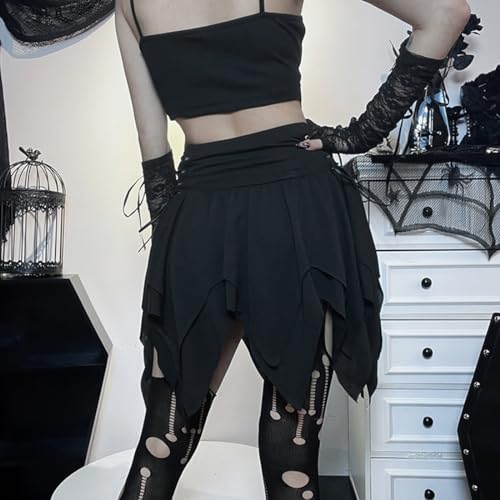 Black Gothic Bandage Skirt - High Waist A-line