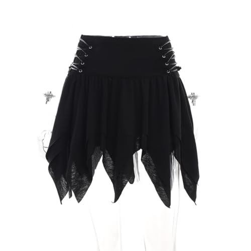 Black Gothic Bandage Skirt - High Waist A-line