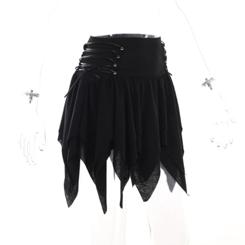 Black Gothic Bandage Skirt - High Waist A-line
