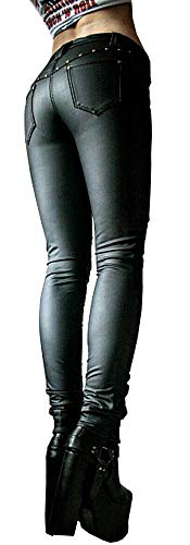 Mid Rise Lace Up Faux Leather Skinny Pants