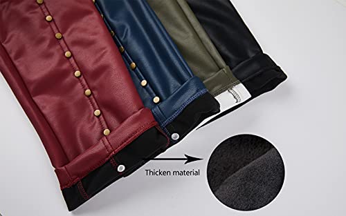 Mid Rise Lace Up Faux Leather Skinny Pants