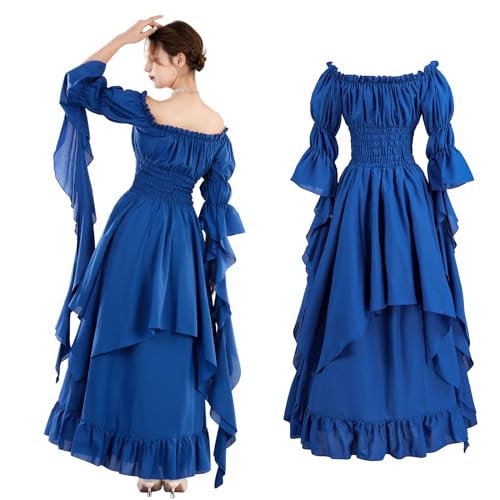 Victorian Gothic Witch Dress in Klein Blue, L/XL