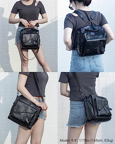 Cortelay Leather Backpack Purse with Rivet Studs