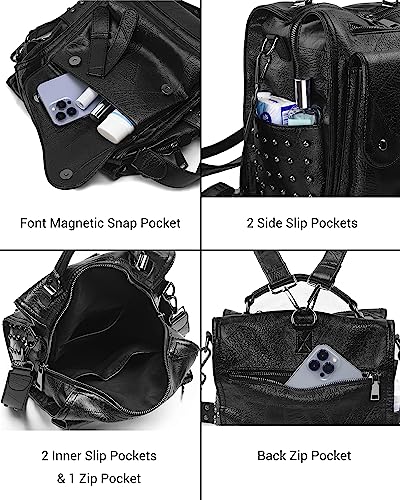 Cortelay Leather Backpack Purse with Rivet Studs