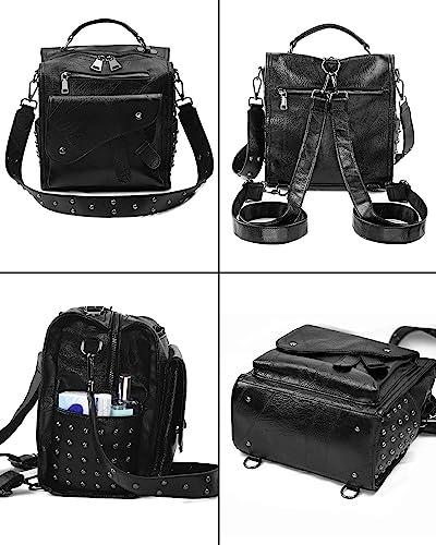 Cortelay Leather Backpack Purse with Rivet Studs