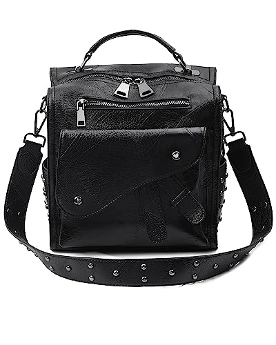 Cortelay Leather Backpack Purse with Rivet Studs