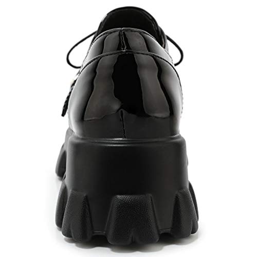 Platform Goth Buckle Shoes, Black