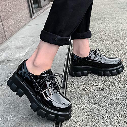 Platform Goth Buckle Shoes, Black