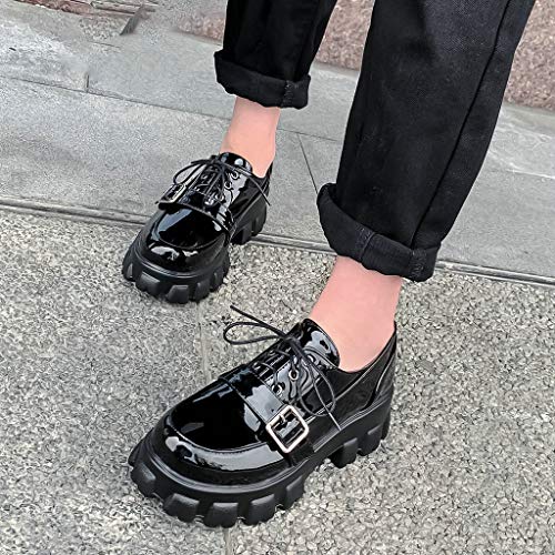 Platform Goth Buckle Shoes, Black