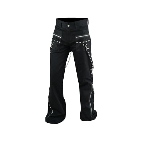 Black Rhinestone Chains for Emo Gothic Pants - XL