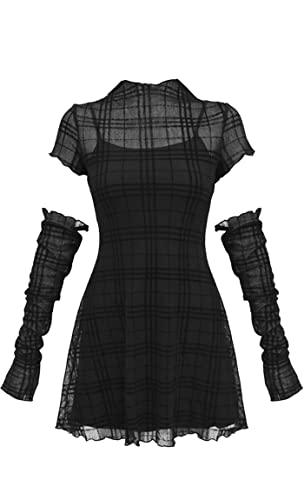 MEOWCOS Women’s Gothic Punk High Collar Short Dress