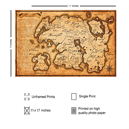 XIHOO Elder Scrolls Tamriel Map Poster 12"x18