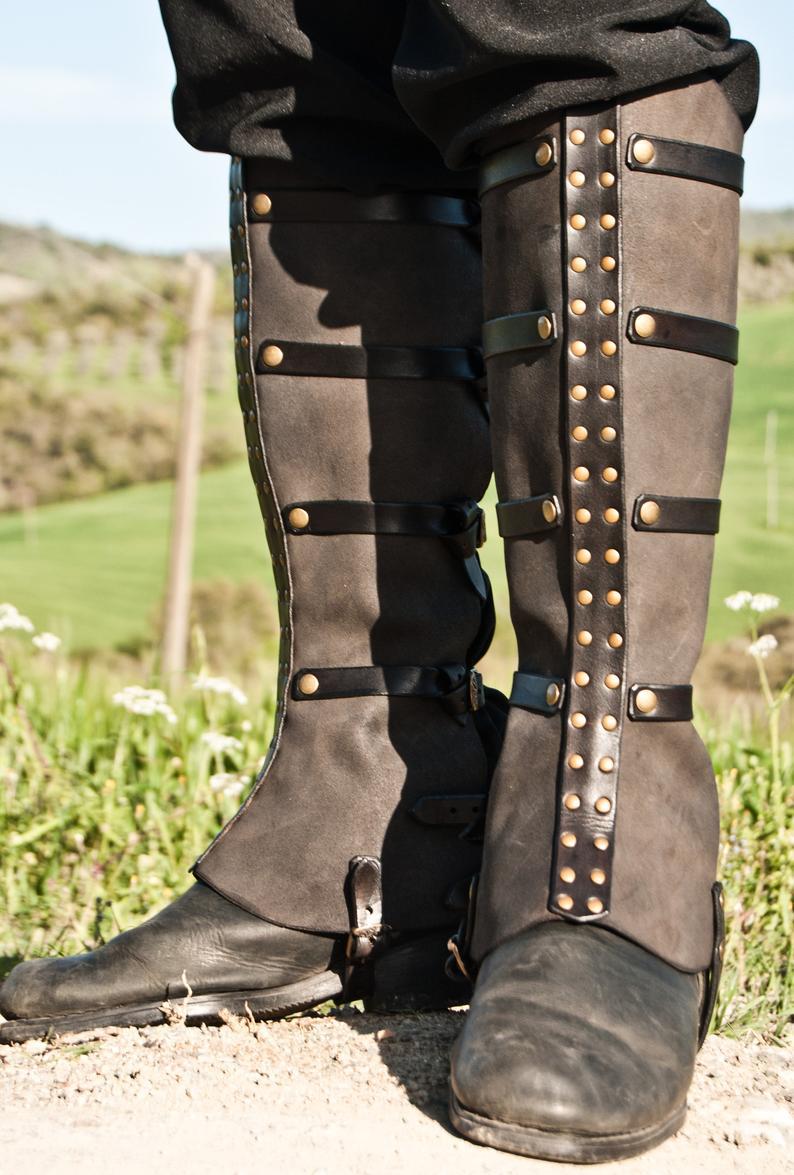 Vintage Leather Gaiter Shoe Covers Medieval Boot