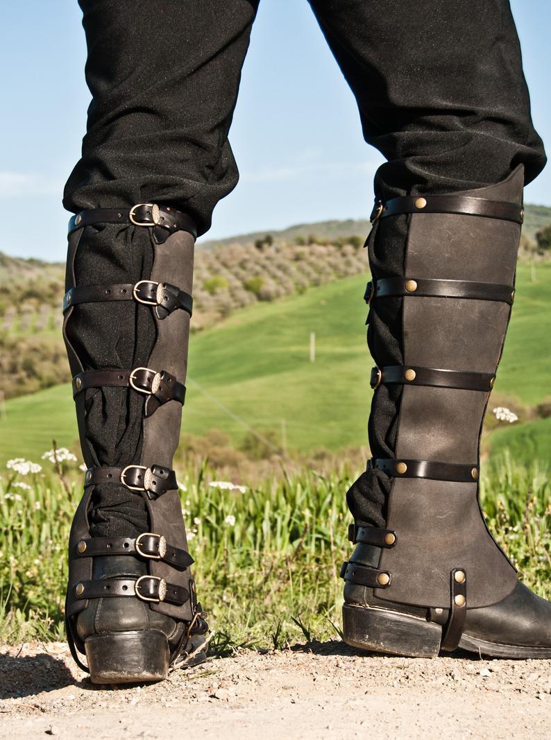 Vintage Leather Gaiter Shoe Covers Medieval Boot