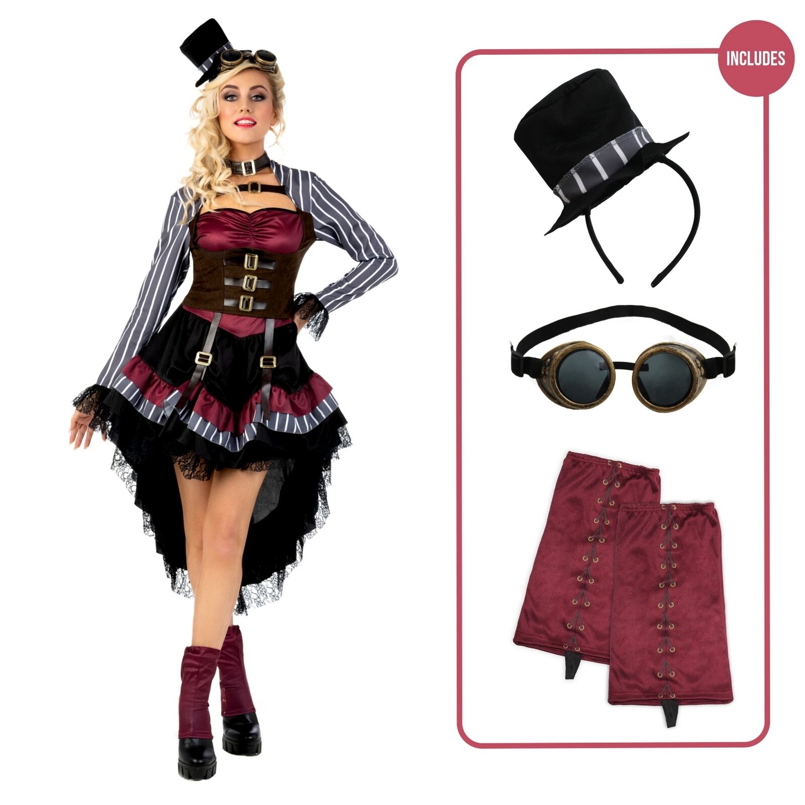 Deluxe Steampunk Costume & Hat Gothic Victorian Outfit