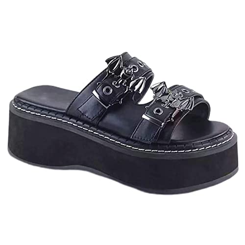 Gothic Platform Sandals with Bat Design, Sizes 5.5-11