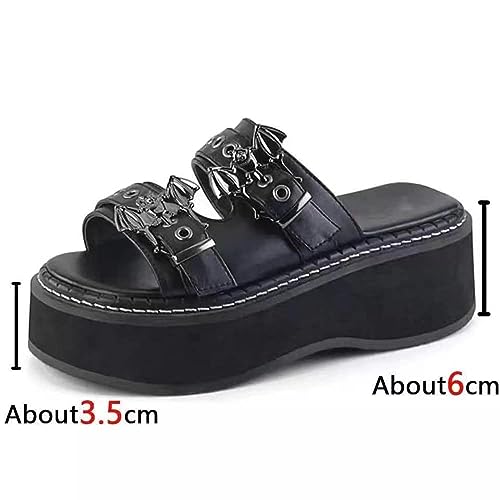 Gothic Platform Sandals with Bat Design, Sizes 5.5-11