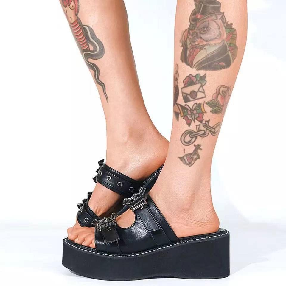 Gothic Platform Sandals with Bat Design, Sizes 5.5-11