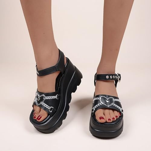 Gothic Ankle Strap Platform Wedge Sandals