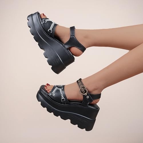 Gothic Ankle Strap Platform Wedge Sandals