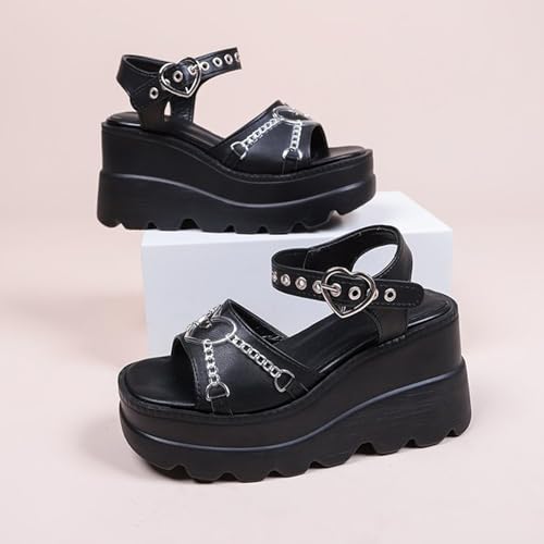 Gothic Ankle Strap Platform Wedge Sandals