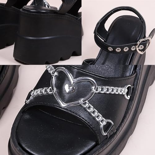 Gothic Ankle Strap Platform Wedge Sandals