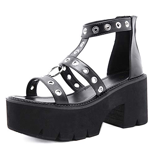 Roman Cutout Goth Platform Sandals for Women Nightclub