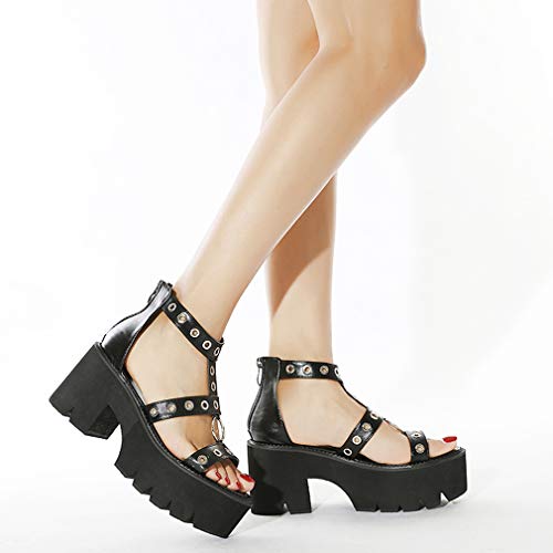 Roman Cutout Goth Platform Sandals for Women Nightclub
