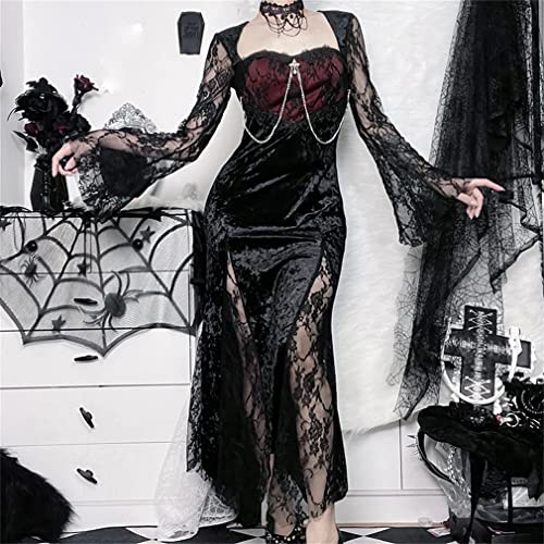 Velvet Gothic Midi Dress for Fantasy Wedding