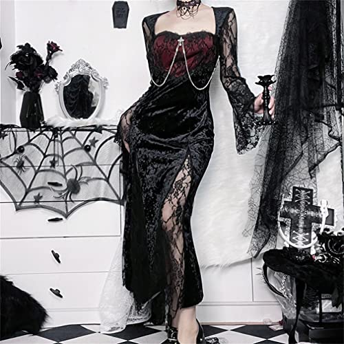 Velvet Gothic Midi Dress for Fantasy Wedding