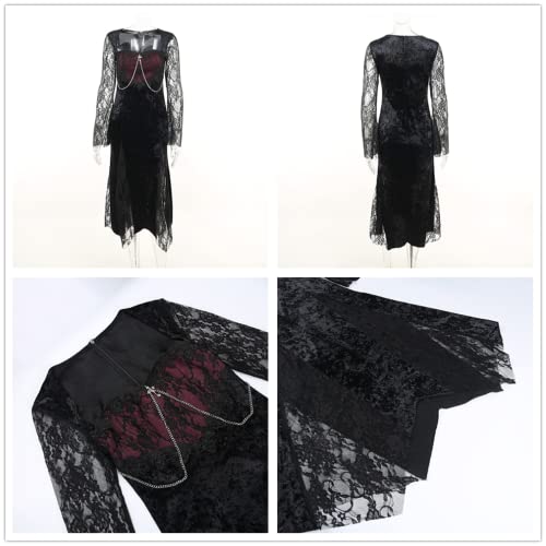 Velvet Gothic Midi Dress for Fantasy Wedding