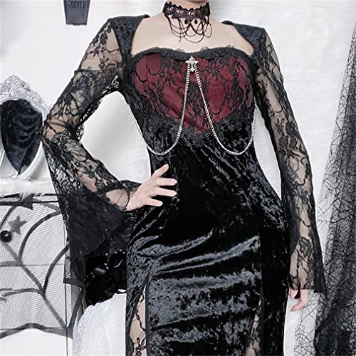 Velvet Gothic Midi Dress for Fantasy Wedding