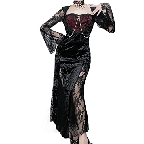 Velvet Gothic Midi Dress for Fantasy Wedding