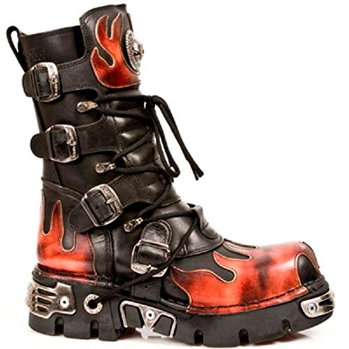 Silver Flame Leather Heavy Punk Gothic Boots 11