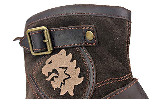 Brown Leather Moto Boots with Zipper-up for Men