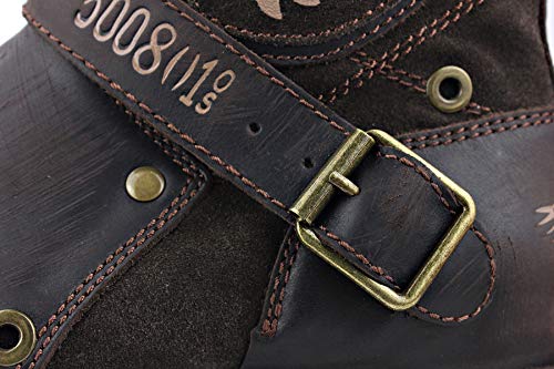 Brown Leather Moto Boots with Zipper-up for Men