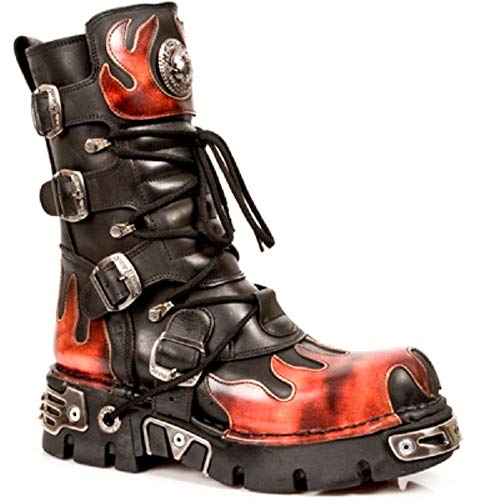 Silver Flame Leather Heavy Punk Gothic Boots 11