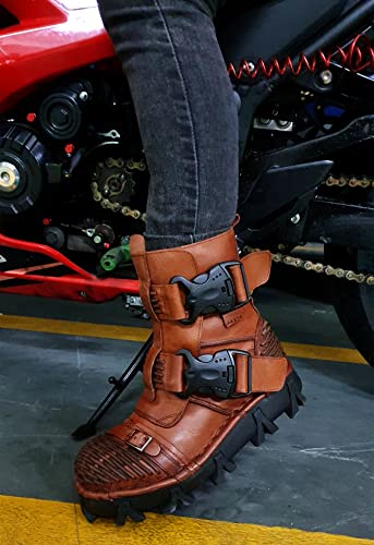 Men's Fantasy Combat Leather Ankle Boots - Brown