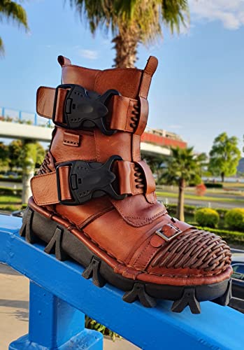 Men's Fantasy Combat Leather Ankle Boots - Brown