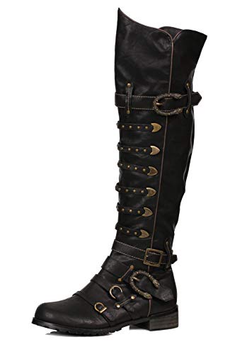 - Ellie Men's Steampunk Combat Boots, Black Patent