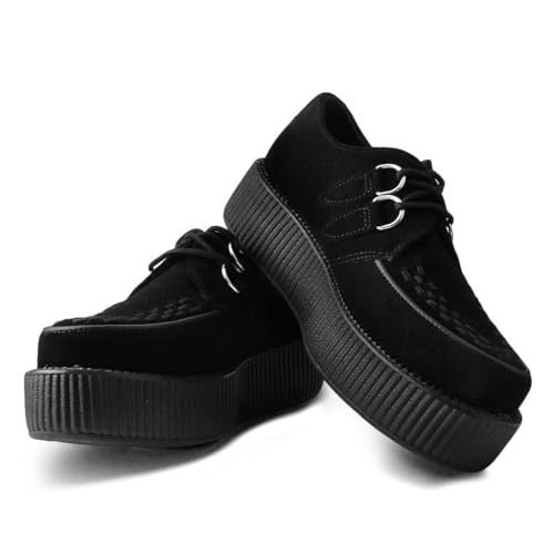 Black Suede Lace-Up Viva Mondo Creepers Platform Shoes
