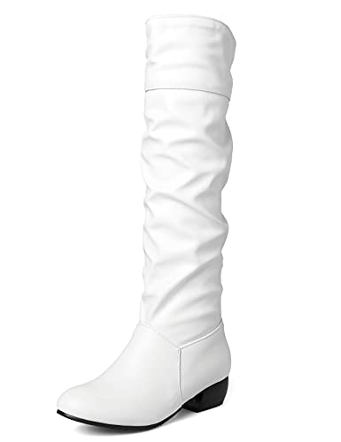 White Faux Leather Knee High Slouch Boots - Princess Leia