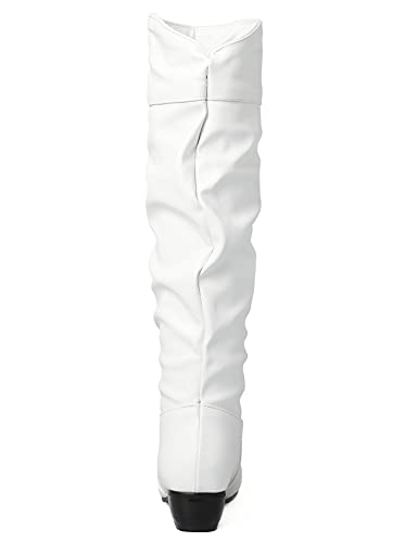 White Faux Leather Knee High Slouch Boots - Princess Leia