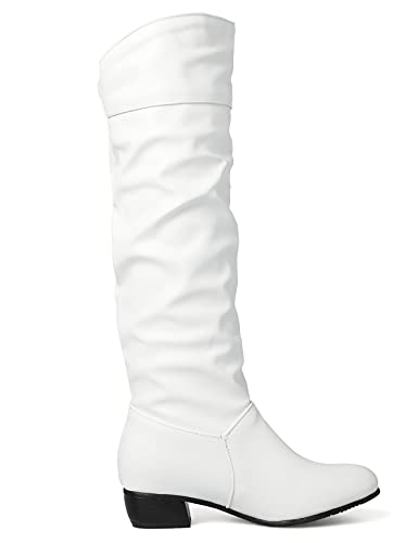 White Faux Leather Knee High Slouch Boots - Princess Leia