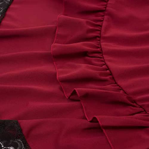 Gothic Lace Ruffled Skirt - Red, Large