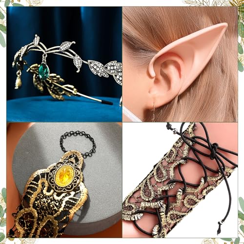 Renaissance Elf Costume with Lace Gloves and Headpiece