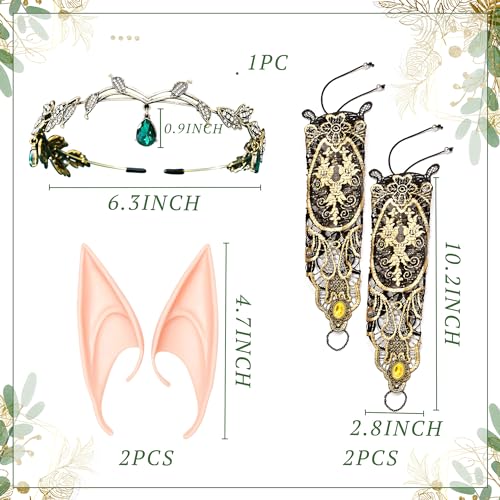 Renaissance Elf Costume with Lace Gloves and Headpiece