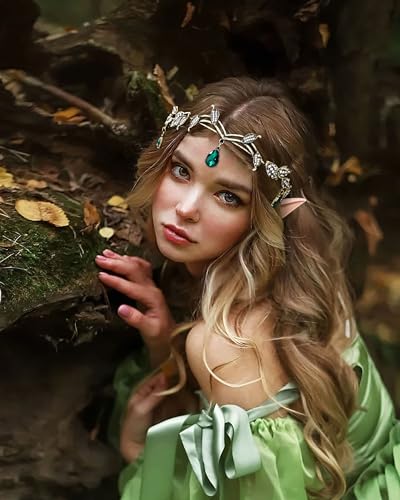 Renaissance Elf Costume with Lace Gloves and Headpiece