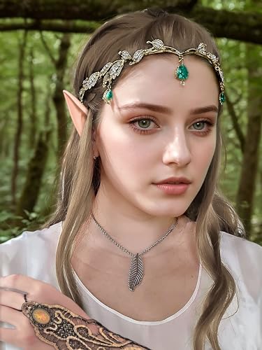 Renaissance Elf Costume with Lace Gloves and Headpiece