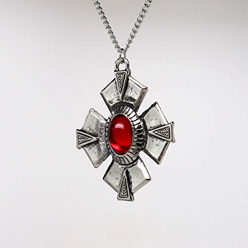 Red Cabochon Medallion Pendant Necklace for Medieval Renaissance